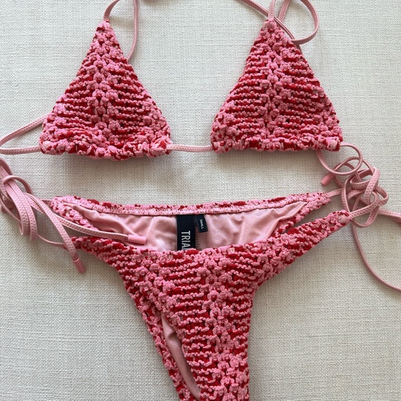 TRIANGL Crochet Bikini In Pink (“VINCA” top & “ALINA” bottom) - Picture 1 of 7